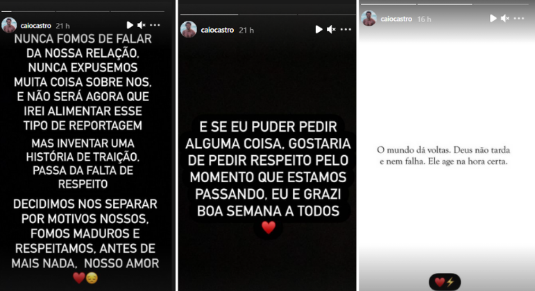 Caio Castro se pronuncia após fim do relacionamento com Grazi Massafera – Foto: Internet/Divulgação/ND