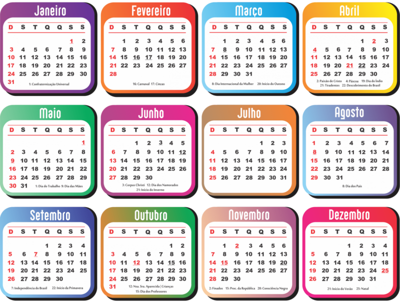 O calendário prevê a oportunidade de quatro feriadões nos três próximos meses. – Foto: Divulgação
