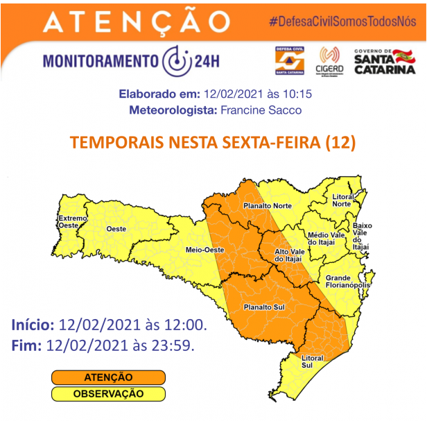 Santa Catarina tem alerta para baixa umidade nesta semana &#8211; Foto: Defesa Civil/Divulgação/ND