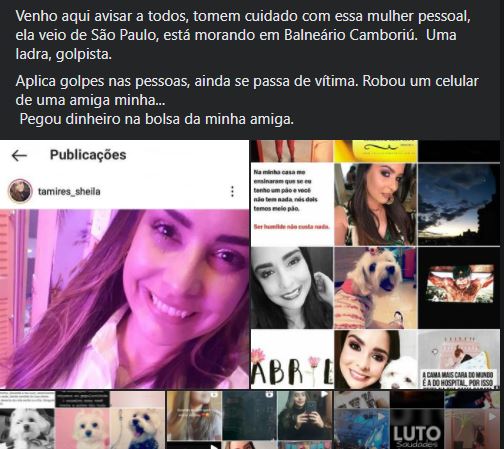 Postagens caluniosas foram feitas em diversos grupos de aluguel e vendas de Balne&aacute;rio Cambori&uacute; – Foto: Reprodu&ccedil;&atilde;o/Internet/ND