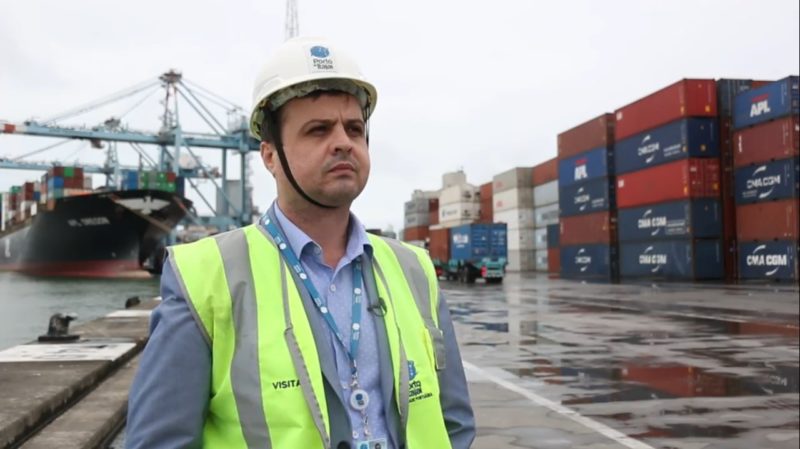 F&aacute;bio da Veiga, superintendente do Porto de Itaja&iacute;, engarrafamento na rodovia atrapalha toda a opera&ccedil;&atilde;o portu&aacute;ria – Foto: Marcelo Feble/NDTV