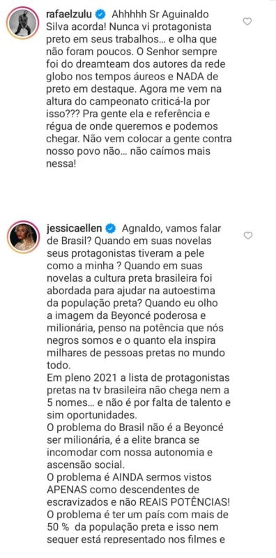 Atores criticaram as falas de de Aguinaldo Silva sobre Beyoncé – Foto: Internet/Divulgação/ND
