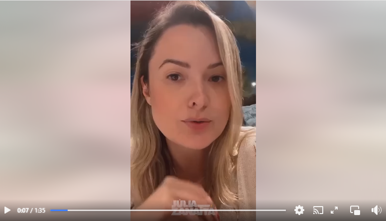 J&uacute;lia Zanatta usou as redes sociais para critiar a exibi&ccedil;&atilde;o do v&iacute;deo, ap&oacute;s liga&ccedil;&atilde;o de pai de um aluno da Escola Pascoal Meller, em Crici&uacute;ma – Foto: Reprodu&ccedil;&atilde;o/Internet
