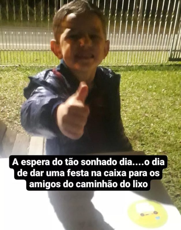 Garotinho Miguel comemorou quatro anos com homenagem aos catadores de lixo. – Foto: Álbum da família.