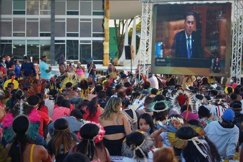 Indígenas de todo o Brasil seguem mobilizados em Brasília  &#8211; Foto: Daniela Huberty/Reprodução/Apib/Internet