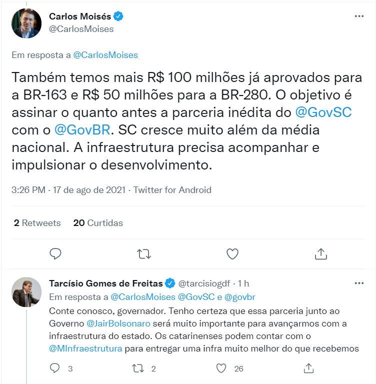 O ministro da Infraestrutura Tarc&iacute;sio Gomes de Freitas se pronunciou sobre o resultado da audi&ecirc;ncia – Foto: Reprodu&ccedil;&atilde;o/Internet