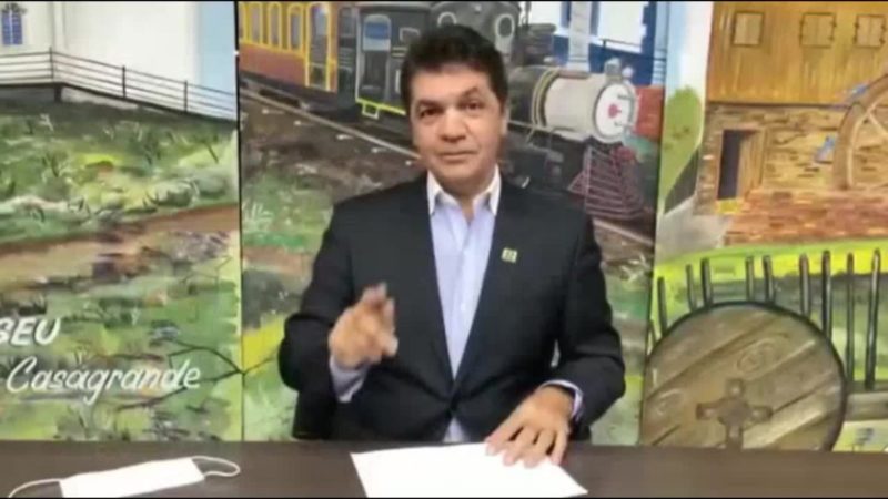Vídeo foi excluído das contas oficiais do prefeito Clésio Salvaro – Foto: Reprodução/ND