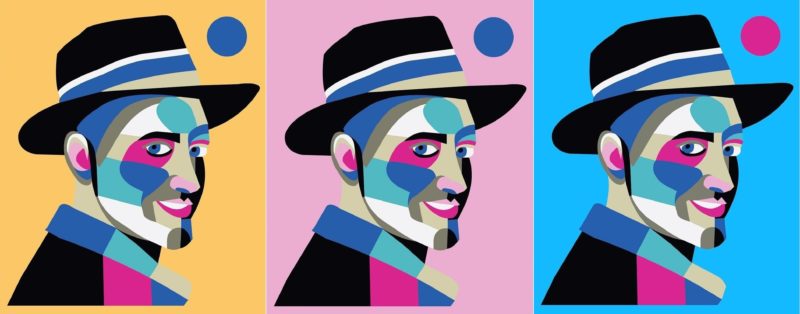 Três versões da ilustração digital que Thipan criou em homenagem ao ator e comediante Paulo Gustavo, niteroiense como ele – Foto: Thiago Thipan/Divulgação/ND