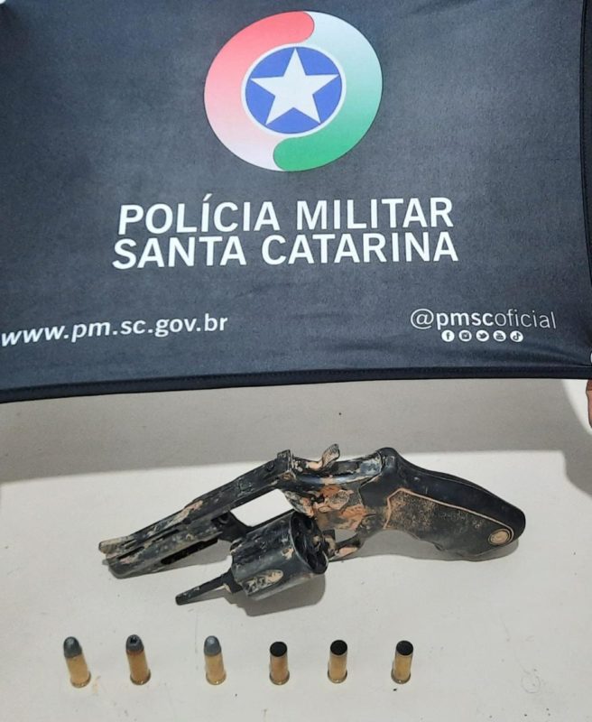 Rev&oacute;lver foi apreendido pela PM com homem que foi morto durante abordagem neste ter&ccedil;a-feira (10) – Foto: Divulga&ccedil;&atilde;o/PM/ND