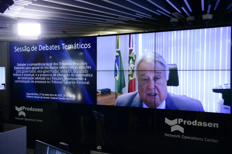 Presidente do TRE-SC, Fernando Carioni, fez criticou a centraliza&ccedil;&atilde;o da apura&ccedil;&atilde;o nas Elei&ccedil;&otilde;es 2020 – Foto: Pedro Fran&ccedil;a/Ag&ecirc;ncia Senado/ND