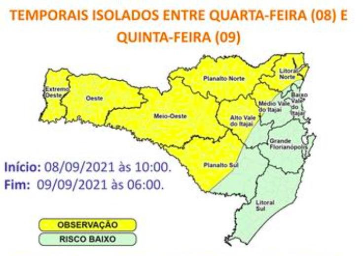 Ciclone extratropical traz alerta para Santa Catarina nesta quarta-feira (8) – Foto: Defesa Civil/Divulgação/ND