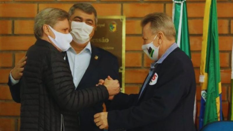 D&aacute;rio Berger, Ant&iacute;dio Lunelli e Celso Maldaner – Foto: Divulga&ccedil;&atilde;o/ND