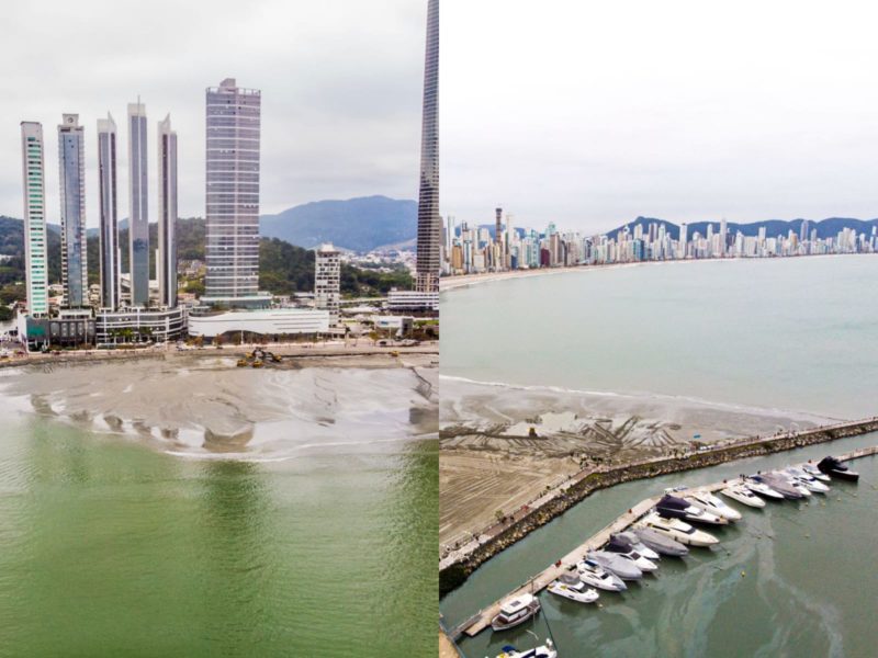 Antes e depois do Molhe da Barra Sul surpreende pela rápida evolução &#8211; Foto: Reprodução/Sem BC