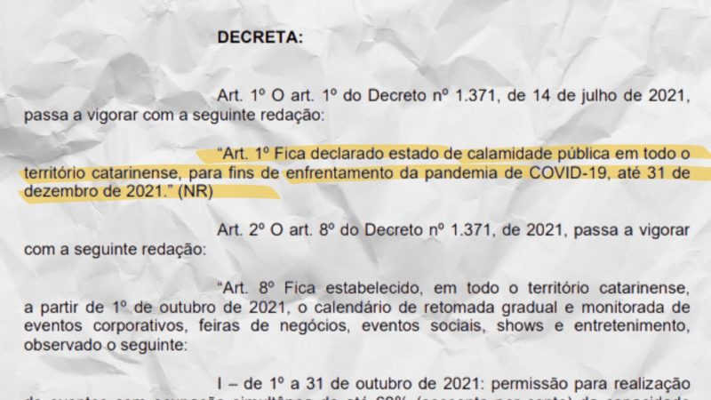 Recorte do decreto publicado no “Diário Oficial” – Arte: Altair Magagnin/ND