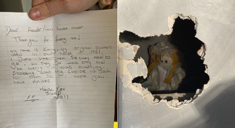 Bilhete com conte&uacute;do bizarro chamou a aten&ccedil;&atilde;o do morador – Foto: Reprodu&ccedil;&atilde;o/Instagram