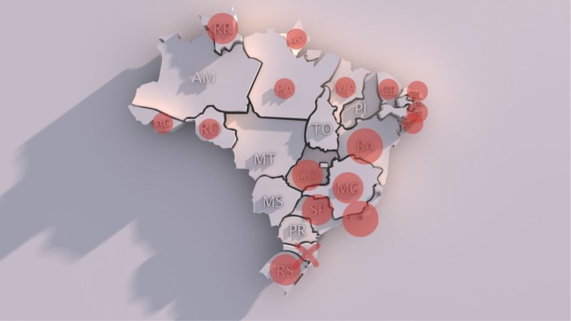 Círculos de diferentes tamanhos sinalizam Estados com mais ou menos deputados que debateram a crise dos combustíveis; SC não teve oradores – Arte: Altair Magagnin