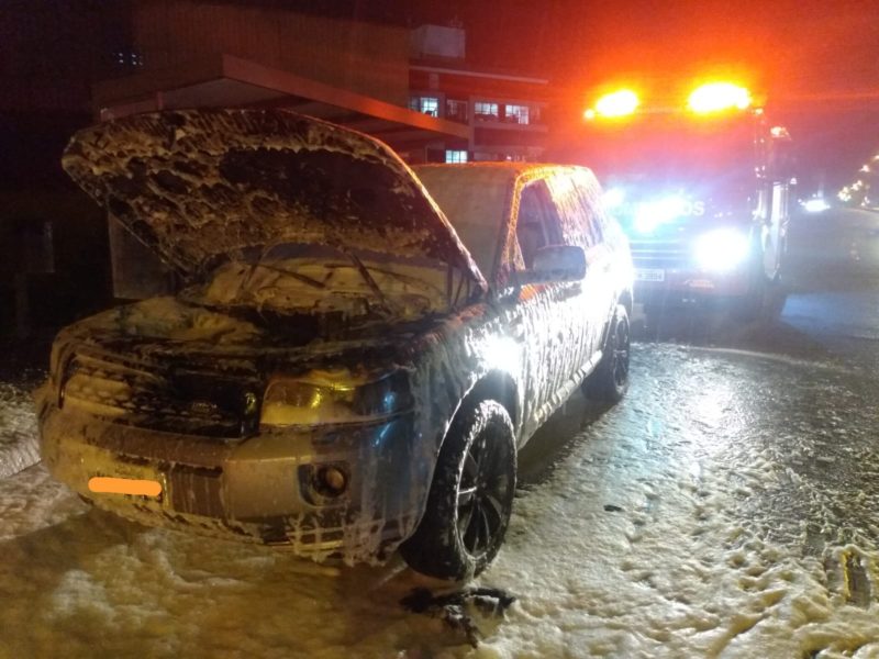 Homem saiu ileso do ve&iacute;culo que pegou fogo – Foto: divulga&ccedil;&atilde;o/CBM