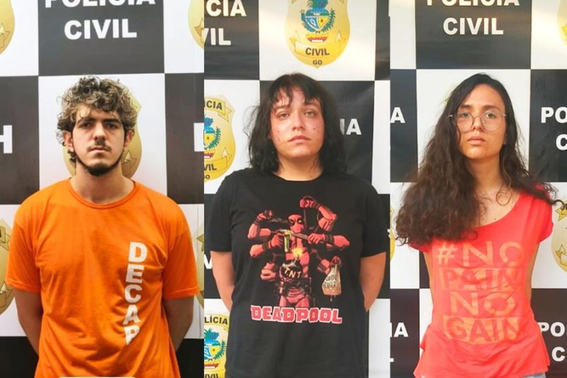 O três jovens escolheram até a trilha sonora para o crime – Foto: Divulgação/PCGO/ND