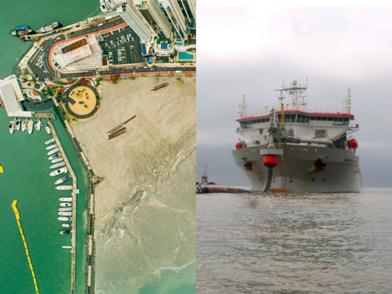 Draga volta abastecida para concluir obra de recuperação da faixa de areia – Foto: Reprodução/Secom BC
