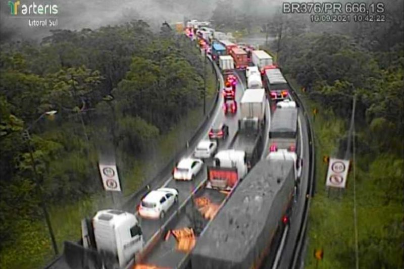 Fila chega a 4 quil&ocirc;metros no sentido Sul – Foto: Reprodu&ccedil;&atilde;o/Arteris