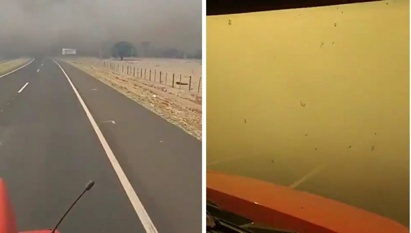 Rodovia em MG tomada por fumaça
