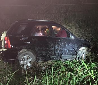 Carro capotou e caiu em uma ribanceira de cerca de 7 metros – Foto: Divulgação/PMSC/ND