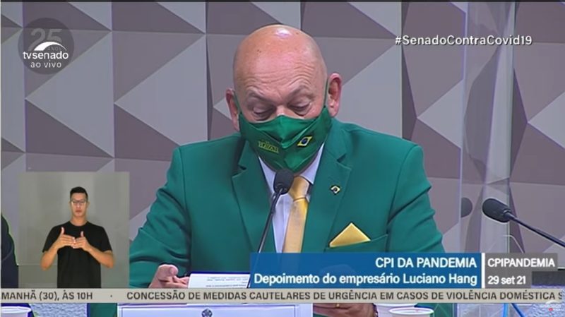 Hang d&aacute; depoimento na CPI da Covid em Bras&iacute;lia – Foto: Reprodu&ccedil;&atilde;o/TV Senado/ND