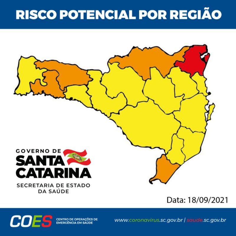 Mapa de risco foi divulgado neste s&aacute;bado pelo Governo de Santa Catarina – Foto: Divulga&ccedil;&atilde;o