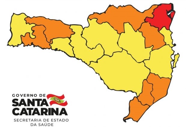 Mapa de risco divulgado no último sábado (11) – Foto: Governo de Santa Catarina/Divulgação/ND