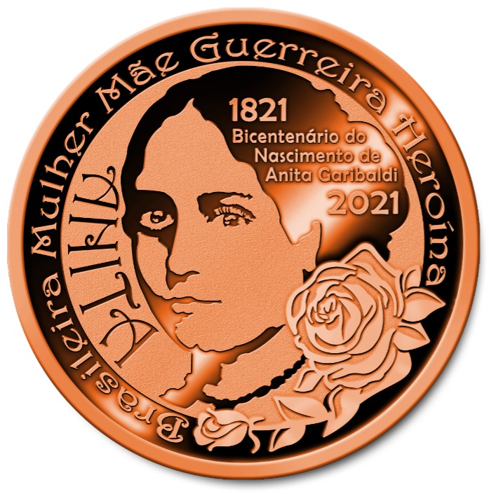 Medalhas como parte das comemorações do bicentenário de Anita Garibaldi – Foto: Divulgação/ Instituto CulturAnita