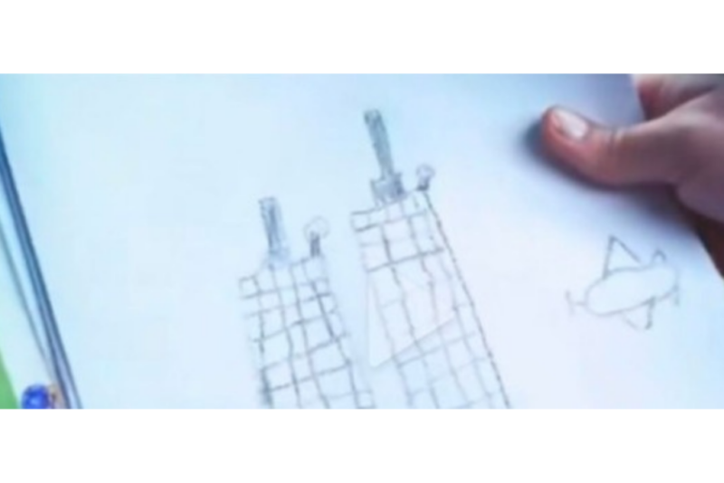 Desenhos que Cade fez contam hist&oacute;ria de atentado de 11 de setembro – Foto: Reprodu&ccedil;&atilde;o/Instagram