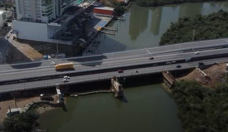 Pontes no Rio Camboriú para ligação das marginais da BR101 nos dois sentidos da rodovia – Foto: Marcelo Feble/NDTV