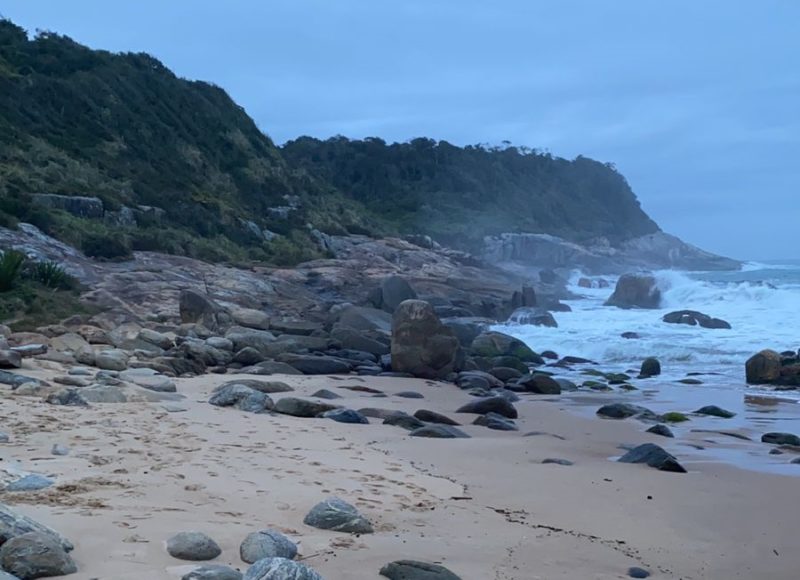 Cinco amigos tiveram um susto durante banho na praia do Pinho em Balne&aacute;rio Cambori&uacute; – Foto: Reprodu&ccedil;&atilde;o/ND