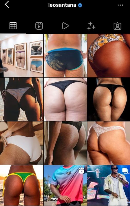 L&eacute;o Santana publicou fotos de bundas no Instagram e deixou o p&uacute;blico sem entender nada – Foto: Reprodu&ccedil;&atilde;o/Instagram