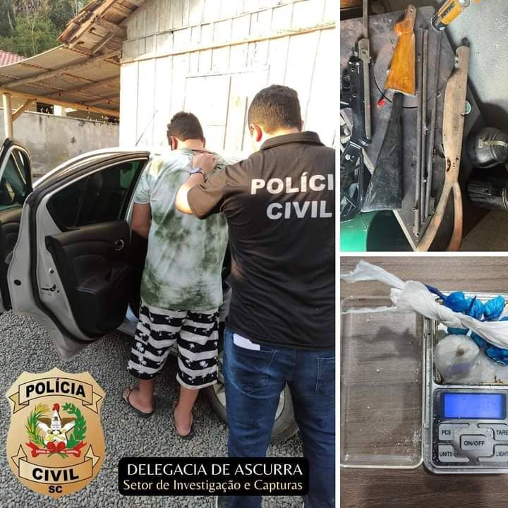 Pol&iacute;cia encontra f&aacute;brica de armas clandestina em Ascurra e homem &eacute; preso – Foto: Divulga&ccedil;&atilde;o/Pol&iacute;cia Civil
