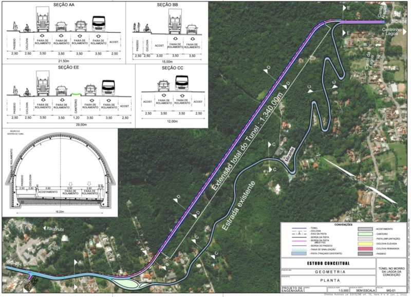 A proposta inicial é de que a obra tenha 1,3 quilômetro e duas pistas – Foto: Divulgação/ND