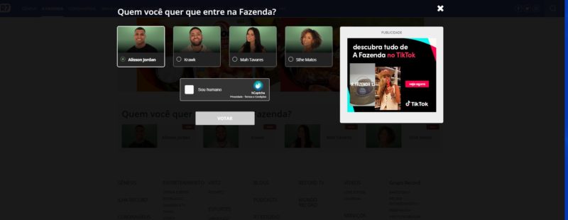 Quanto mais voc&ecirc; votar, mais chances o seu participante tem de entrar em A Fazenda 13 – Foto: Reprodu&ccedil;&atilde;o R7