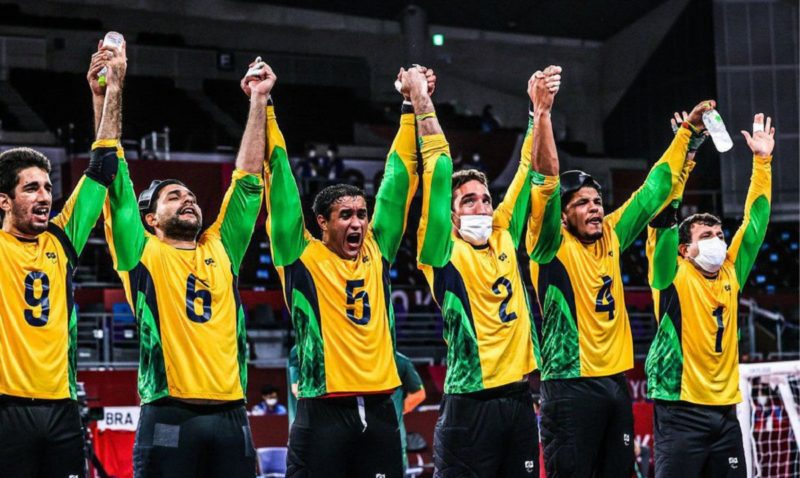Brasil comemora o ouro in&eacute;dito no goalball nas Paralimp&iacute;adas – Foto: Reprodu&ccedil;&atilde;o Twitter /CPB