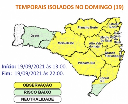 Alerta para temporais em SC – Foto: Defesa Civil de SC/Divulgação/ND