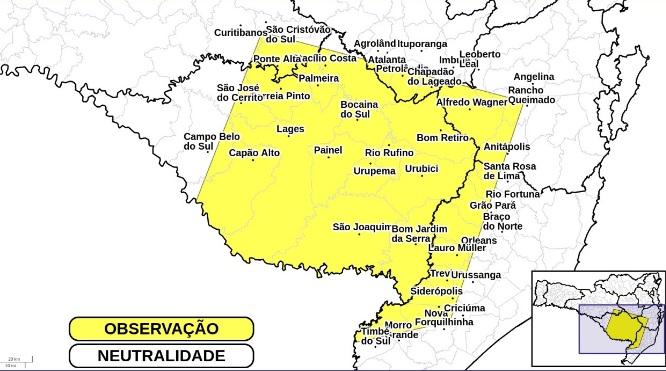 Defesa Civil alerta para temporais – Foto: Defesa Civil de SC/Divulgação/ND
