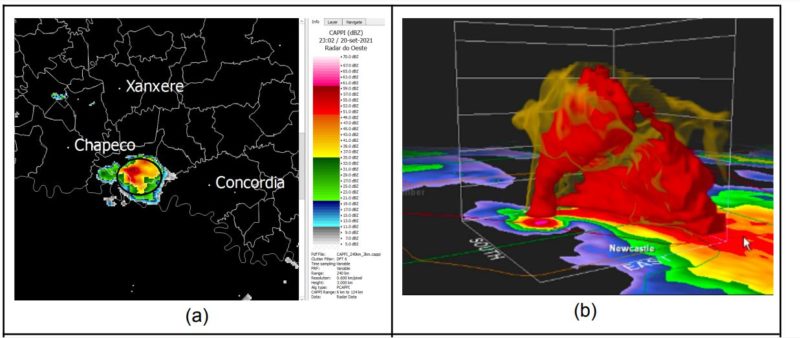 Forma&ccedil;&atilde;o de tornado em Seara – Foto: Defesa Civil/Reprodu&ccedil;&atilde;o/ND