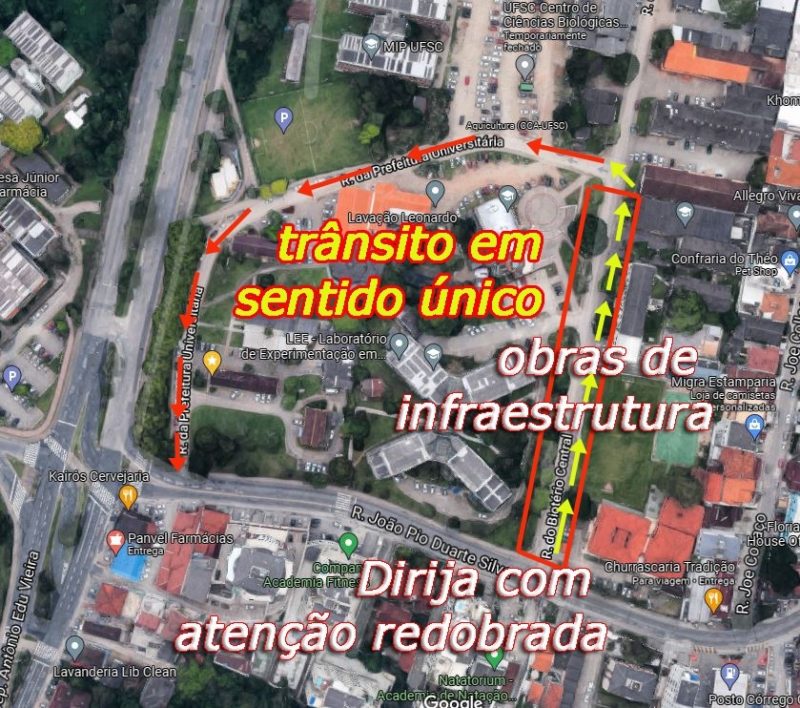Trânsito da UFSC, em Florianópolis, sofrerá alteração – Foto: UFSC/Divulgação/ND