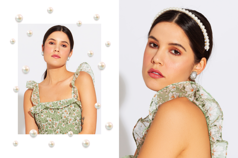 As pérolas invadiram outros acessórios como as tiaras se fazendo indispensável em qualquer look – Foto: Divulgação/FIP a Feira da Moda