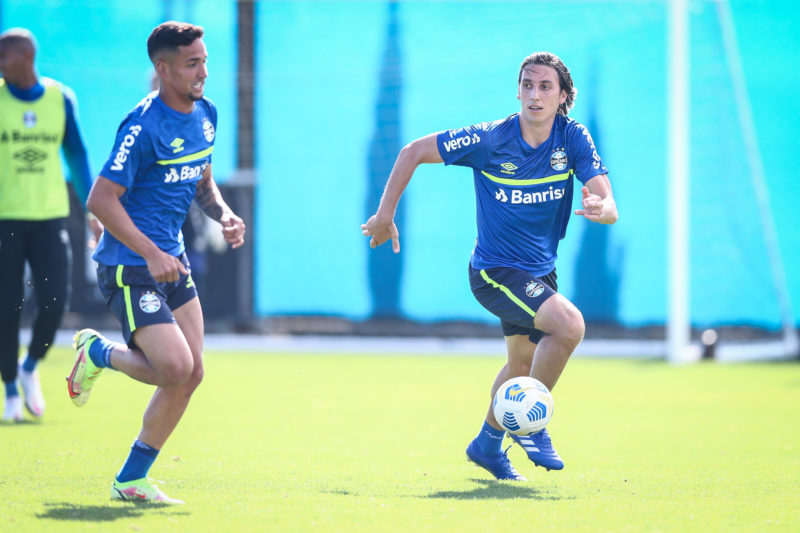 Geromel treinou durante a semana mas segue fora. – Foto: Lucas Uebel/Grêmio FBPA