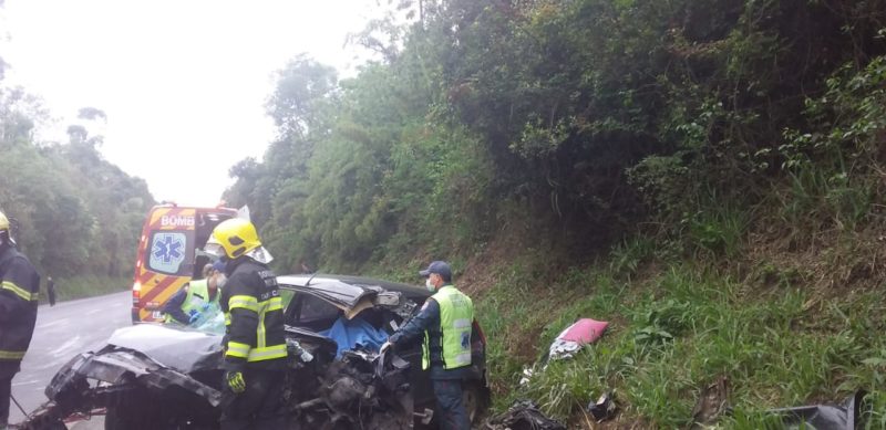 Acidente ocorreu na BR-280, em Três Barras – Foto: 9BBM/Divulgação