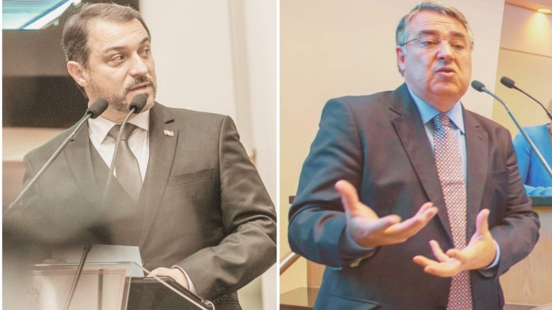 Carlos Moisés e Raimundo Colombo em leituras de mensagens anuais aos deputados – Foto: Divulgação/ND