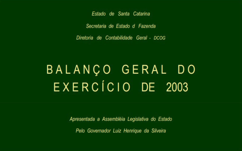 Balanço Geral do Exercício de 2003 – Foto: Divulgação
