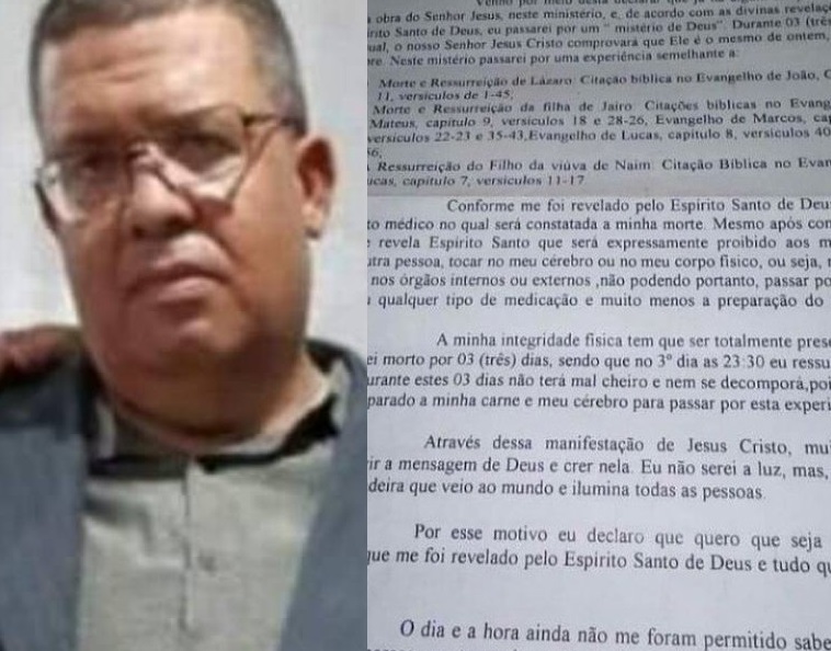Pastor que deixou carta sobre ressuscitação foi enterrado nesta segunda (25) – Foto: Internet/Divulgação/ND