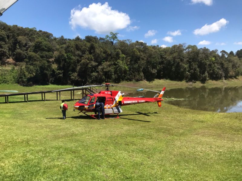 Vítima foi encaminhada pelo Arcanjo para o Hospital Santa Isabel – Foto: Divulgação/CBM Rio do Sul