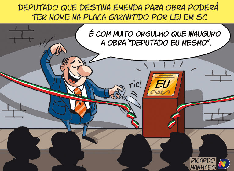 Piada que &eacute;, assunto mereceu charge – Foto: Ricardo Manh&atilde;es/ND